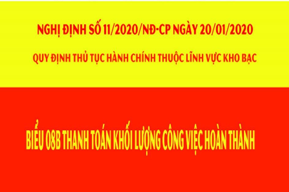 Bảng xác định khối lượng công việc hoàn thành 08B